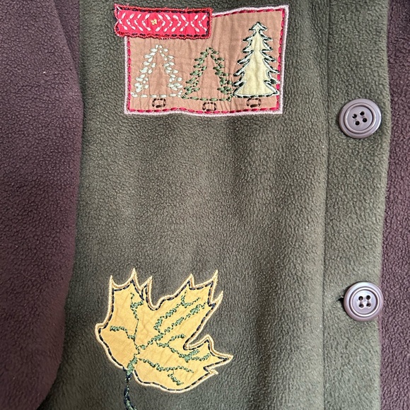 VTG Christopher and Banks Fall Embroidered Color Block Fleece Women’s Large - Picture 8 of 11